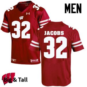 Men's Wisconsin Badgers NCAA #32 Leon Jacobs Red Authentic Under Armour Big & Tall Stitched College Football Jersey CH31E74LC